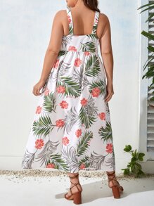 SHEIN VCAY Vestido de tirantes con estampado tropical - Blanco - Ver 2
