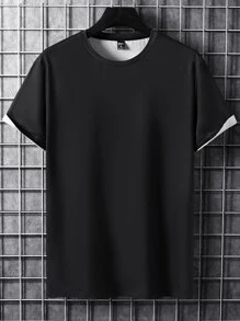 Manfinity Hombres Camiseta con estampado floral y letra japonesa - Negro - Ver 2