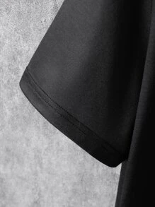 Manfinity Hombres Camiseta con estampado floral y letra japonesa - Negro - Ver 4