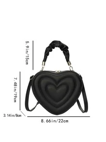 Túi đeo chéo Nữ Xù Tim Kẻ sọc Có thể điều chỉnh được Tay cầm Top Sẵn sàng - màu đen - Xem 3