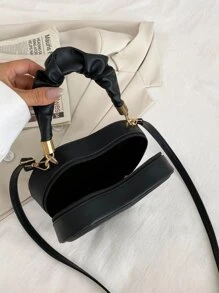 Túi đeo chéo Nữ Xù Tim Kẻ sọc Có thể điều chỉnh được Tay cầm Top Sẵn sàng - màu đen - Xem 7