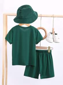 SHEIN 小男童字母圖案連帽T恤和短褲