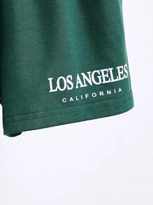 SHEIN 小男童字母圖案連帽T恤和短褲