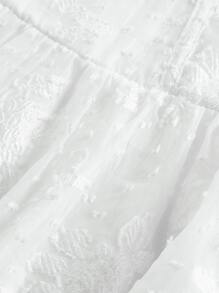 SHEIN MOD Đầm viền lá sen Viên lá sen Thắt nơ trước màu trơn Giải trí - trắng - Xem 4