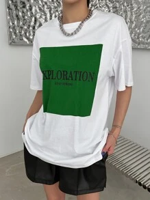 DAZY 標語圖形垂肩t卹 - 白色 - 查看 3