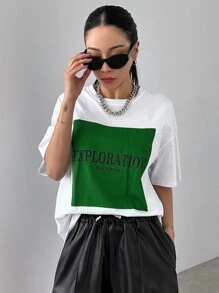 DAZY 標語圖形垂肩t卹 - 白色 - 查看 4