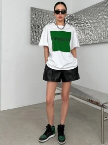 DAZY 標語圖形垂肩t卹 - 白色 - 查看 5