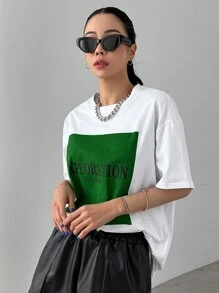 DAZY 標語圖形垂肩t卹 - 白色 - 查看 7