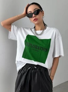 DAZY 標語圖形垂肩t卹 - 白色 - 查看 8