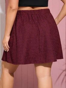 Calvaya Plus Solid Flare Skirt - Maroon - View 2