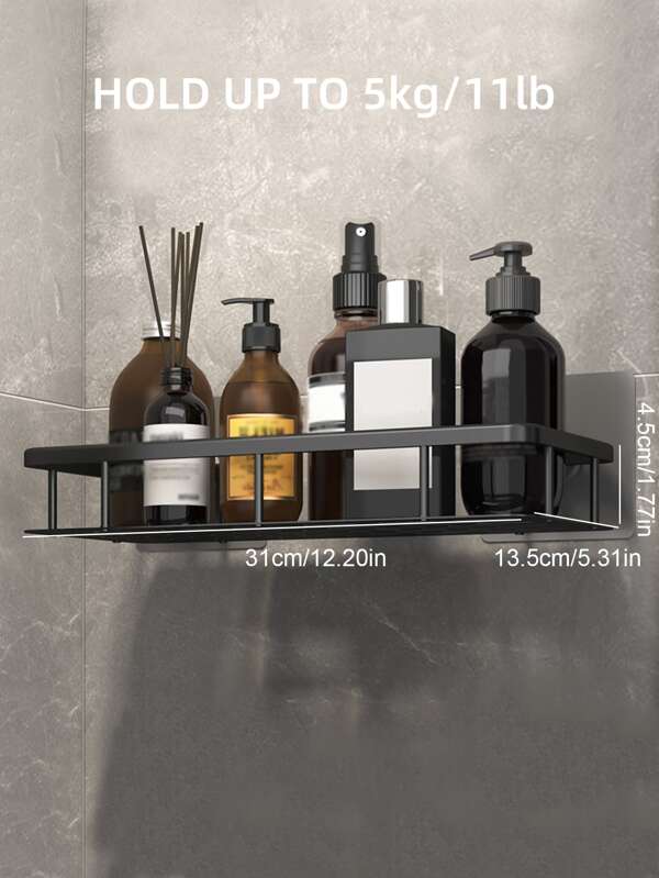 1pc Solid Wall Mounted Bathroom Storage Rack,Shower Caddy Shelf