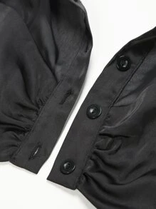 SHEIN Unity Top De Satén De Gasa De Dos Capas Con Tirantes Finos Y Diseño Corto - Negro - Ver 7