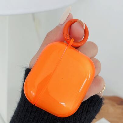 苹果霓虹橙色透明外壳 兼容 Airpods 兼容 Airpods1/2 AirPods Pro