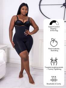 1入女士高腰短褲，腹部控制加大尺寸形體塑身底部裝 - 黑色 - 查看 3