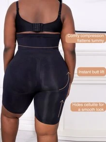 1入女士高腰短褲，腹部控制加大尺寸形體塑身底部裝 - 黑色 - 查看 4