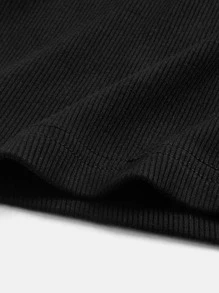 SHEIN BASICS Cotton Solid Elastic Waist Cycling Shorts - Black - View 7