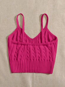 Franclia Cable Knit Cami Top - Hot Pink - View 2