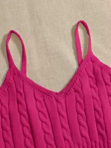 Franclia Cable Knit Cami Top - Hot Pink - View 4