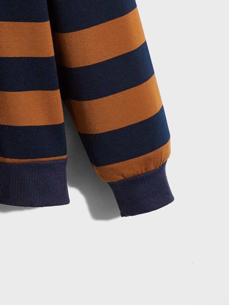 ROMWE MEN Guys Striped Zip Up Hoodie - Multicolor - View 4