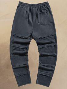 ROMWE MEN 男士腰部抽繩長褲 - 深灰色 - 查看 2