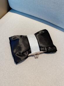 Long lanh lấp lánh, sáng bóng quyến rũ, trang trí bằng kim cương giả thanh lịch Kiss Lock Satin Túi đựng đồ ăn tối cho cô gái dự tiệc, phụ nữ, dành cho nữ Hoàn hảo cho bữa tiệc, đám cưới, vũ hội, bữa tối/tiệc, cho cocktail Món quà tốt nhất cho phụ nữ - màu đen - Xem 2