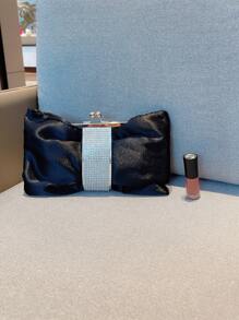 Long lanh lấp lánh, sáng bóng quyến rũ, trang trí bằng kim cương giả thanh lịch Kiss Lock Satin Túi đựng đồ ăn tối cho cô gái dự tiệc, phụ nữ, dành cho nữ Hoàn hảo cho bữa tiệc, đám cưới, vũ hội, bữa tối/tiệc, cho cocktail Món quà tốt nhất cho phụ nữ - màu đen - Xem 5