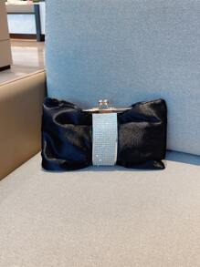 Long lanh lấp lánh, sáng bóng quyến rũ, trang trí bằng kim cương giả thanh lịch Kiss Lock Satin Túi đựng đồ ăn tối cho cô gái dự tiệc, phụ nữ, dành cho nữ Hoàn hảo cho bữa tiệc, đám cưới, vũ hội, bữa tối/tiệc, cho cocktail Món quà tốt nhất cho phụ nữ - màu đen - Xem 7