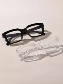 2 Pairs Of Timeless Transparent Eyeglasses, Suitable For Daily Life, Office, Street And Other Occasions, Can Be Worn As Accessories - Black and White - View 2
