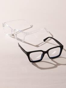 2 Pairs Of Timeless Transparent Eyeglasses, Suitable For Daily Life, Office, Street And Other Occasions, Can Be Worn As Accessories - Black and White - View 4
