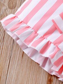 Toddler Girls Cartoon Graphic Tee & Striped Shorts - Multicolor - View 6