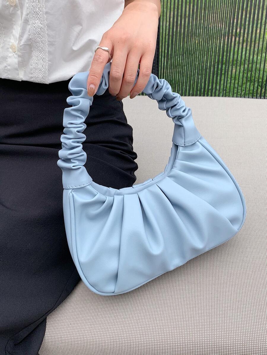 Minimalist Ruched Bag - Baby Blue - View 1