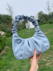 Minimalist Ruched Bag - Baby Blue - View 7