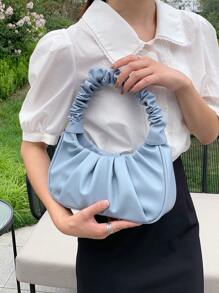 Minimalist Ruched Bag - Baby Blue - View 8