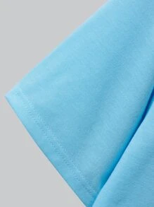 Manfinity Men Slogan Graphic Contrast Trim Tee - Blue - View 4