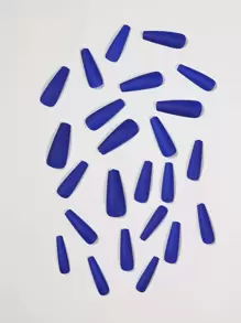 Elevate Your Style With 24pcs Long Coffin Klein Blue Solid Matte Fake Nail & 1pc Nail File & 1sheet Tape Press On Nails Nail Supplies - Blue - View 3