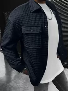 Manfinity Homme Loose Fit Men's Drop Shoulder Jacket With Flap Pockets (Without T-Shirt) - Navy Blue - View 1