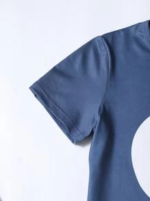 Boys Cartoon Moon And Sheep PJ Set - Navy Blue - View 4