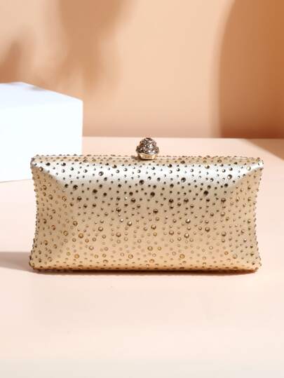 Mini Rhinestone Decor Chain Box Bag
