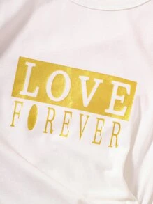 小女童字母圖案T恤 - 白色 - 查看 6