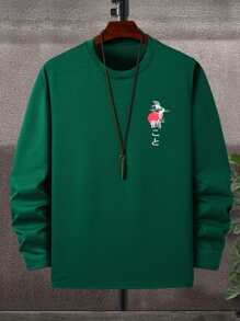 Manfinity Men Japanese Letter & Crane Print Tee - Green - View 1