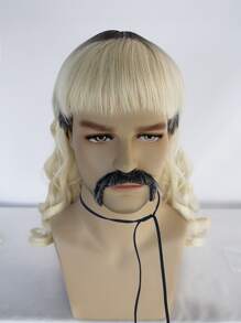 Tóc giả tổng hợp xoăn trung bình có tóc mái cho nam - Nhiều màu - Xem 4