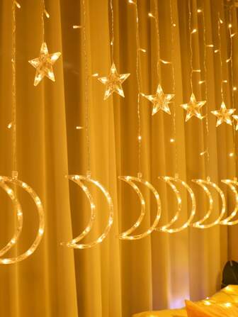 1 pièce Guirlande lumineuse ampoule en forme de lune et étoile