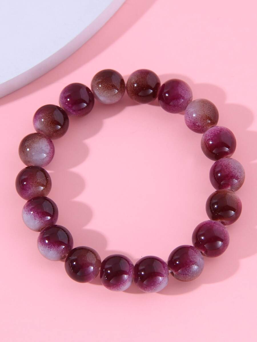 1 件時尚簡約 Ol 風格女式咖啡紫色串珠手鍊 - 彩色 - 查看 1