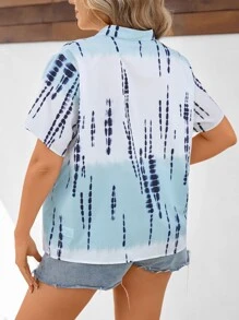 SHEIN LUNE Plus Tie Dye Popover Blouse - Multicolor - View 2