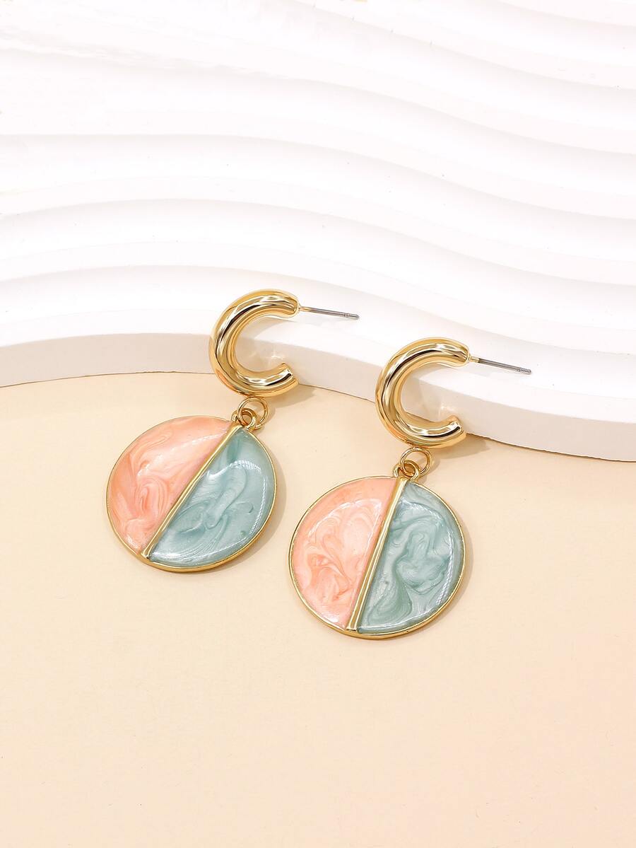 Oval Drop Earrings - Multicolor - View 1