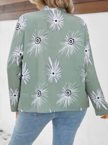 SHEIN LUNE Blusa con estampado floral con botón - Verde - Ver 2