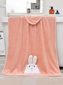 1pc Cartoon Rabbit Decor Bath Towel - Dusty Pink - View 1