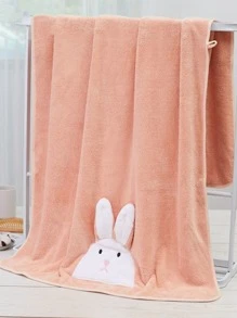 1pc Cartoon Rabbit Decor Bath Towel - Dusty Pink - View 3
