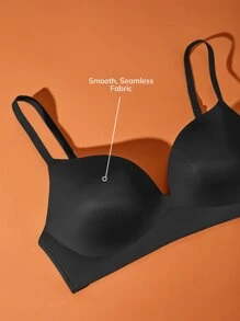 LUVLETTE Dream Curve Support+ Wireless Black Push Up T-Shirt Bra No Show Underwear