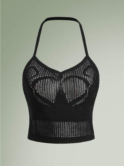 Top in maglia scavato halter